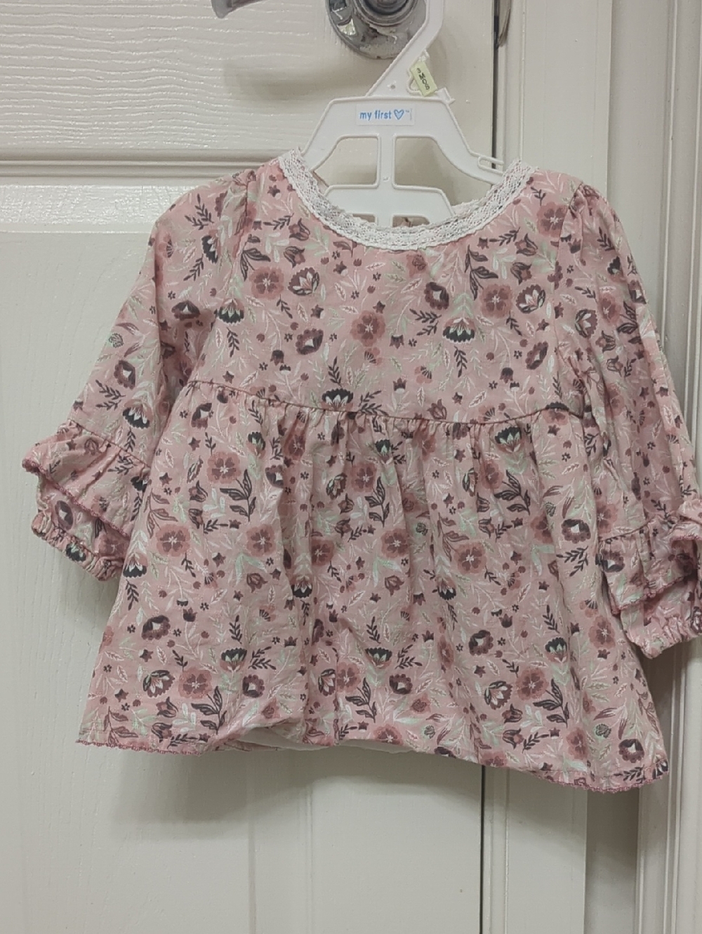 Baby Girls Pink Floral Long-Sleeve Dress